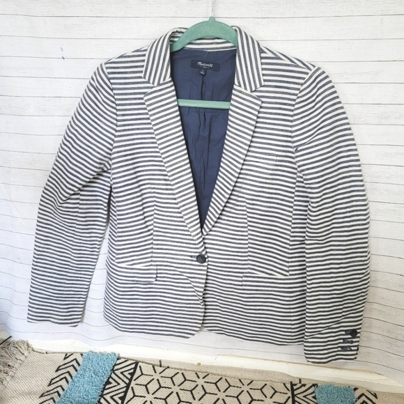 MADEWELL NAVY STRIPED BLAZER, SZ 2 - Picture 4 of 13
